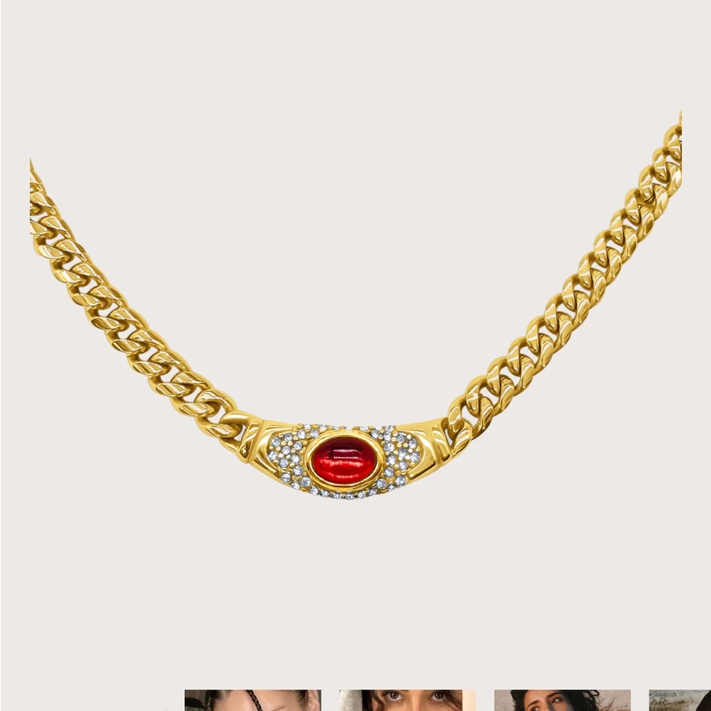 Elegant Gold Necklace with Red Accent